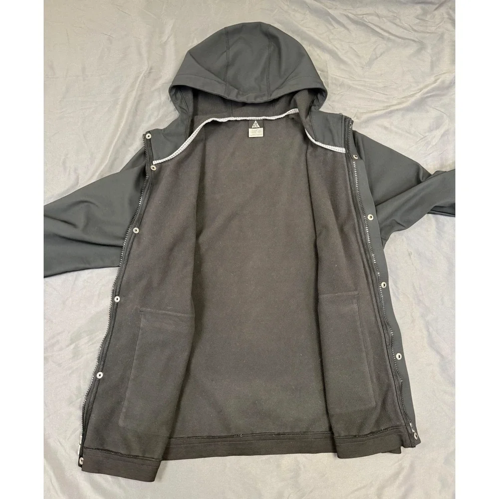 Nike ACG Mens Black Softshell Fleece Lined Hooded Jacket 337005-010 Large L